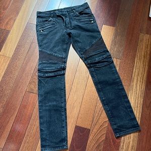 Balmain | Moto Slim Fit Jeans Size 30 Black Wash
